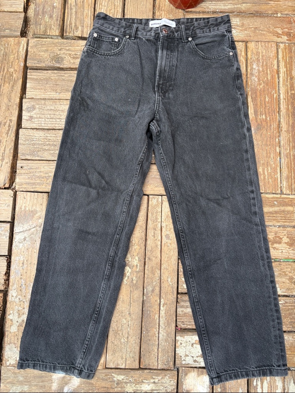 Bershka Relaxed Black Washed Jeans